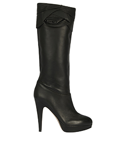 Valentino Knee Length Boots, Lambskin, Black, UK 3