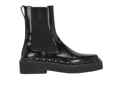 Valentino Rockstud M-Way Chelsea Boots, &pound;275, Shoes, Black, Leather, Front view