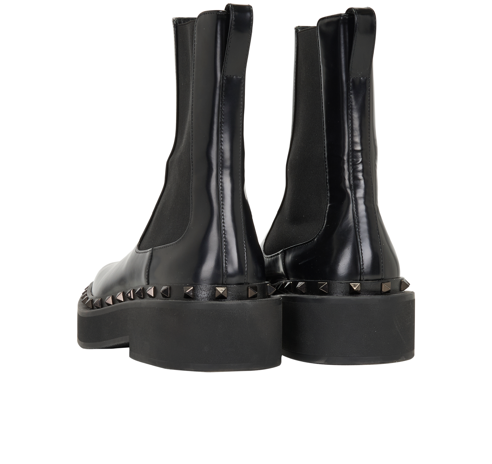 Valentino Rockstud M-Way Chelsea Boots, &pound;275, Shoes, Black, Leather, Back view