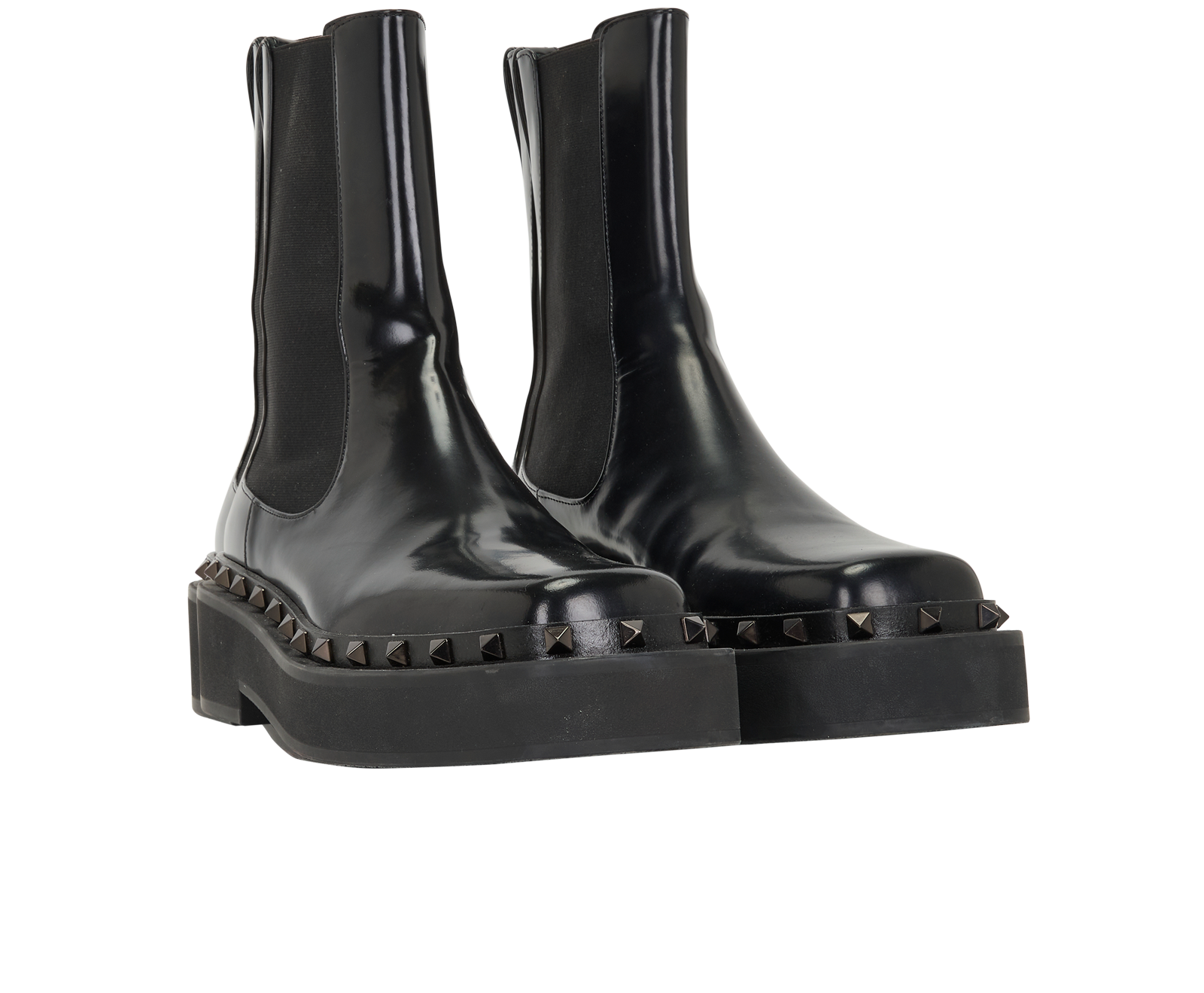 Valentino Rockstud M-Way Chelsea Boots, &pound;275, Shoes, Black, Leather, Side view
