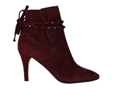 Valentino Rockstud Ankle Boots, £275, Shoes, Purple, Suede, Front view