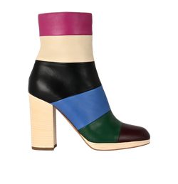 Valentino Striped Bo-Y-Ch Ankle Boots, Leather, Multi, UK3, DB, 3*