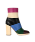 Valentino Striped Bo-Y-Ch Ankle Boots, £220, Shoes, Black/Cream/Green/Pink, Leather, Front view