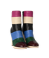 Valentino Striped Bo-Y-Ch Ankle Boots, £220, Shoes, Black/Cream/Green/Pink, Leather, Side view