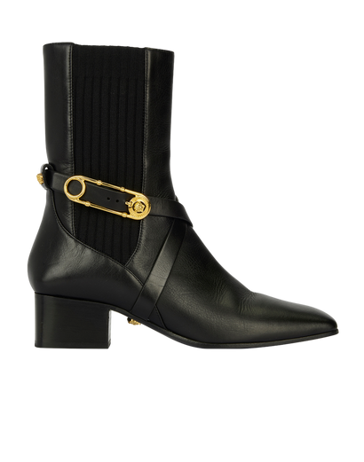 Versace Safety Pin Square Ankle Boots, front view