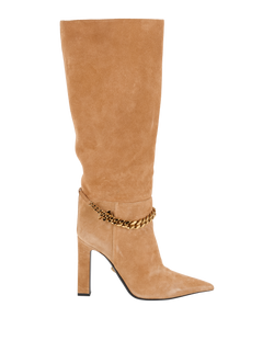 Versace Medusa Chain Boots, Suede, Camel, UK5, 2*