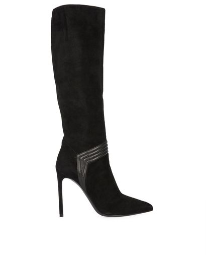 Saint Laurent Paris Point Knee Boots, &pound;180, Shoes, Black, Suede, Front view