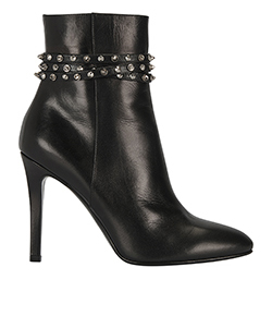 Saint Laurent Studded Ankle Boots, Leather, Black, 3, DB/B, 3*