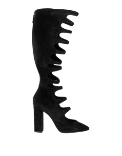 Saint Laurent Cut Out Boots, Suede, Black, UK5, B/DB, 2*