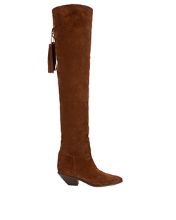 Saint Laurent Knee Length Tassel Boots, Leather/Suede, Tan, B, DB, UK 5, 5