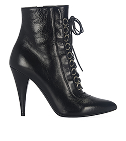 Saint Laurent Fetish Lace Up Ankle Boot, Leather, Black, 3.5, B/DB
