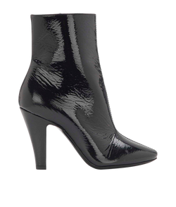 Saint Laurent Ankle Heeled Boots, Patent, Black, UK4, 3*