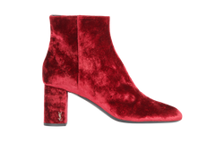 Saint Laurent LouLou Velvet Boots, Leather/Fabric, Red, UK6, 3*