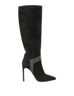 Saint Laurent Pointed Knee Boots, Suede, Black, UK 4.5, 2*