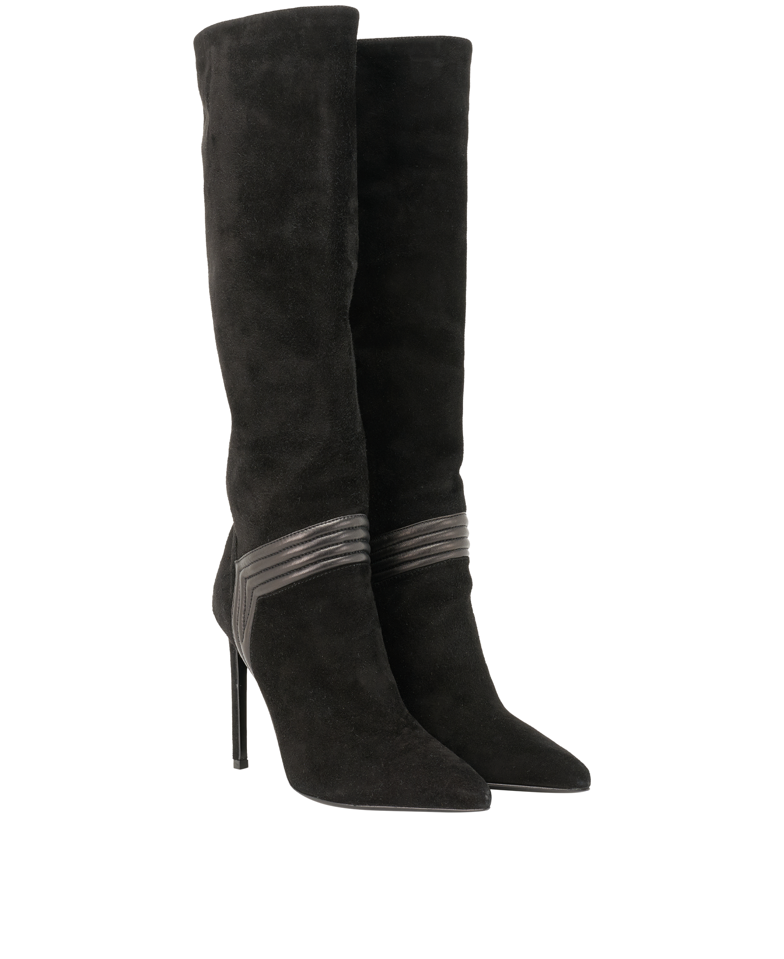 Saint Laurent Pointed Knee Boots, &pound;195, Shoes, Black, Suede, Side view