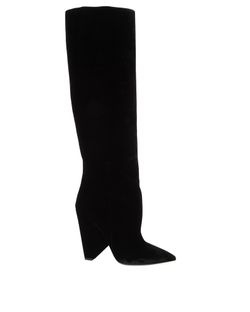 Saint Laurent Nikki Boots, Velvet, Black, UK5, Db, 3*