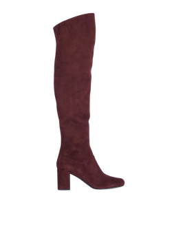 Saint Laurent Thigh High Boots, Suede, Burgundy, UK5, DB, B, 3*