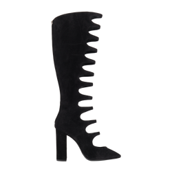 Saint Laurent Cutout Joplin Boots, Suede, Black, UK6, 2*