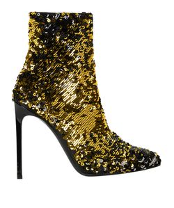 Yves Saint Laurent Sequin Ankle Boots, Satin, Black/Gold, UK7, B, 3*