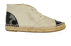 Chanel High Top Espadrille Cracked Shoes, Leather, Cream/Black, 5, B, 2