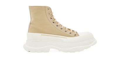 Alexander McQueen Tread Slick Band Boots, £195, Shoes, Beige, Canvas, Front view