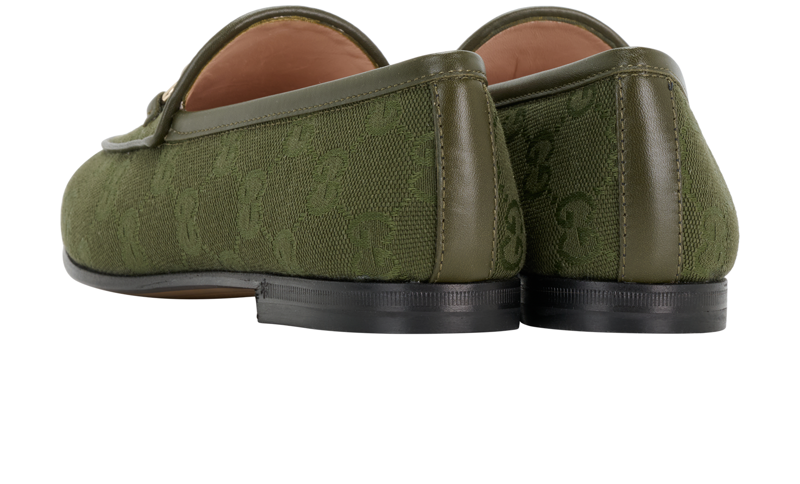 Gucci Jordaan Loafers, &pound;395, Shoes, Green, Canvas, Back view