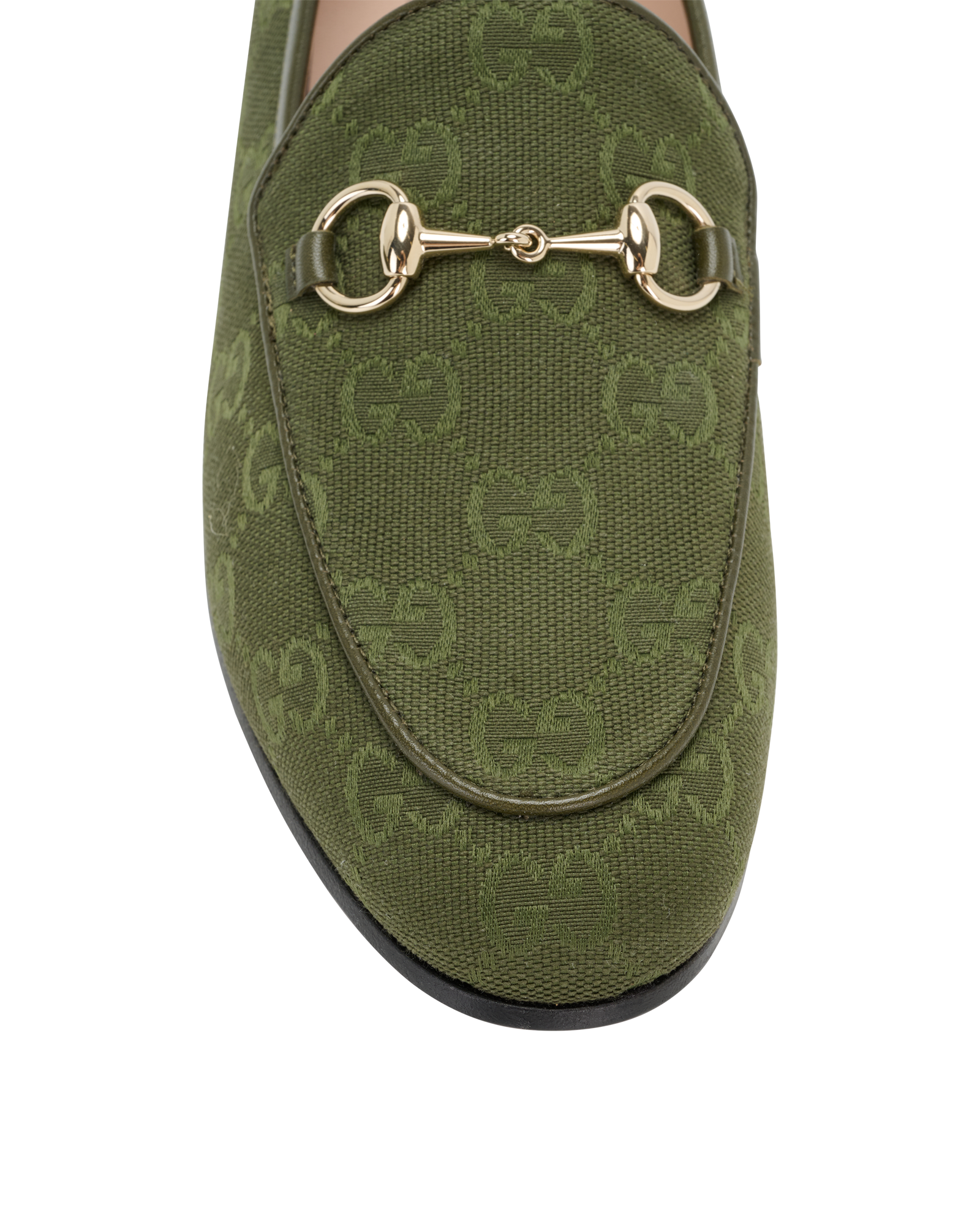 Gucci Jordaan Loafers, &pound;395, Shoes, Green, Canvas, Other view