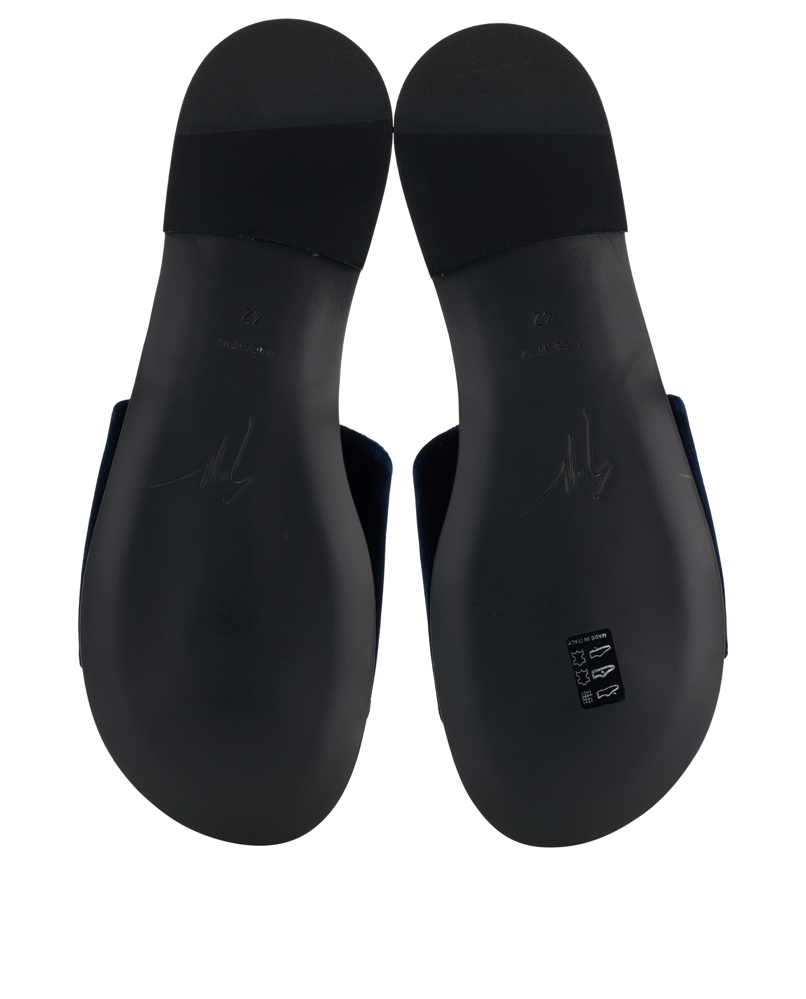 Giuseppe Zanotti Logo Slides, &pound;150, Shoes, Navy, Velvet, Top view