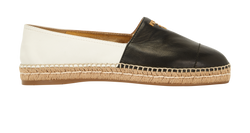 Prada Logo Espadrilles, Leather, Black/White, UK7.5, DB, 2*
