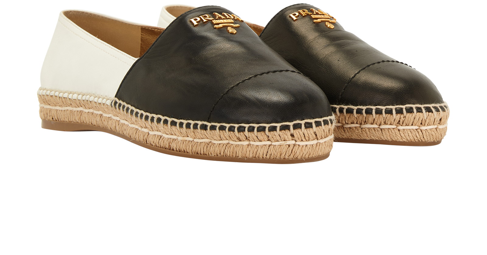 Prada Logo Espadrilles, &pound;350, Shoes, Black/White, Leather, Side view
