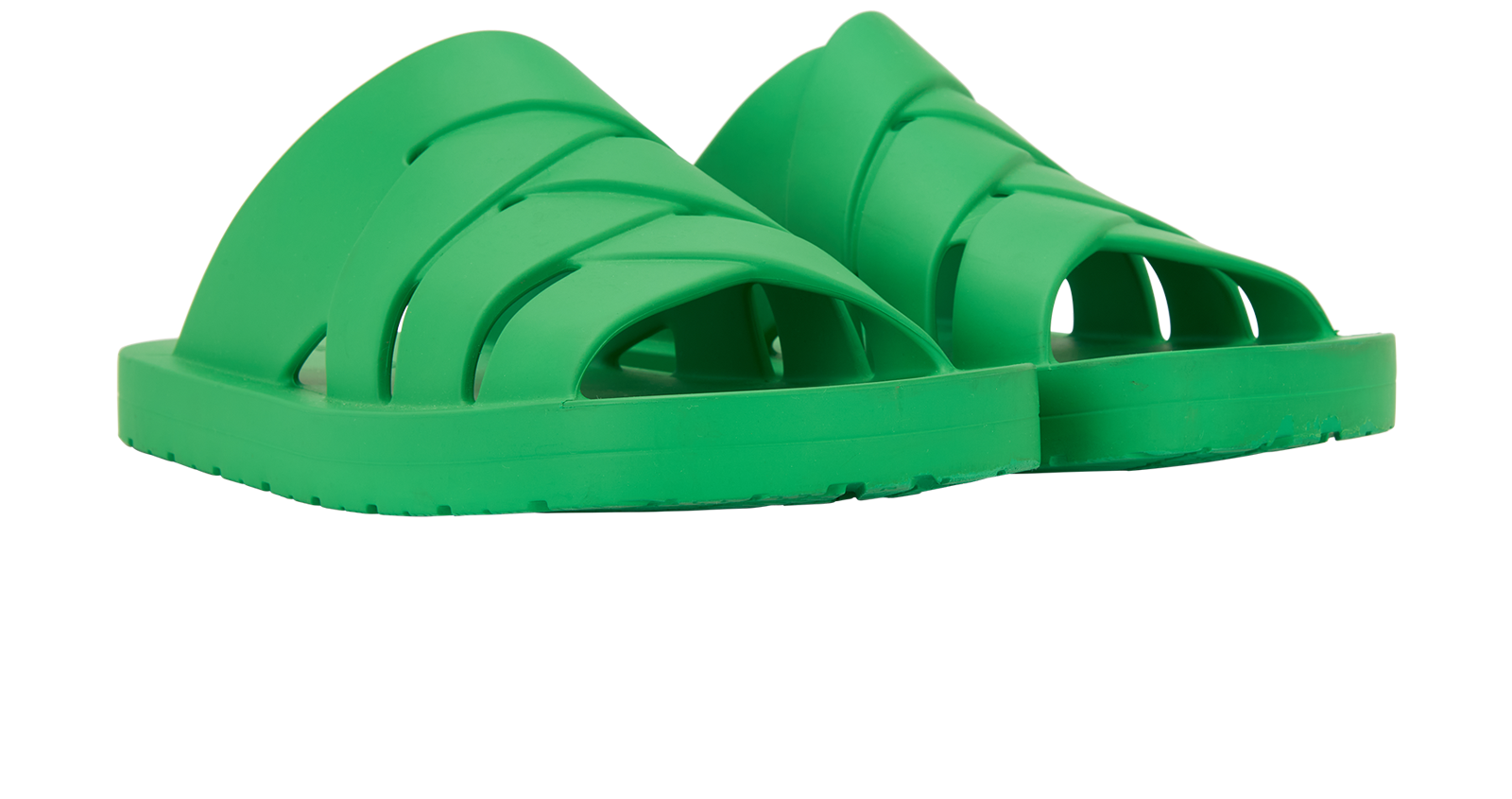 Bottega Veneta Interwoven Sliders, &pound;90, Shoes, Green, Rubber, Side view