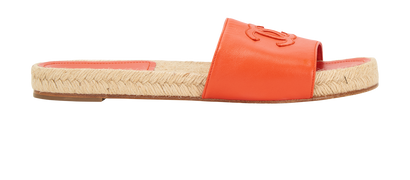 Chanel CC Espadrille Slides, &pound;450, Shoes, Red, Leather, Front view