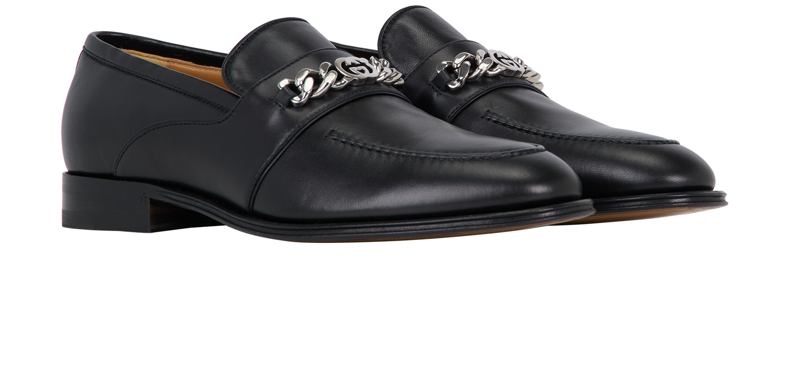 Gucci Interlocking G Chain Loafers, &pound;295, Shoes, Black, Leather, Side view