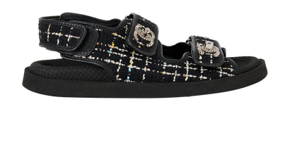 Chanel Dad Sandals, £490, Shoes, Black, Fabric, Front view