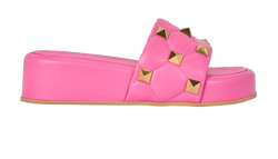 Valentino Rockstud Platform Slides, Leather, Pink, UK6, DB, 3*
