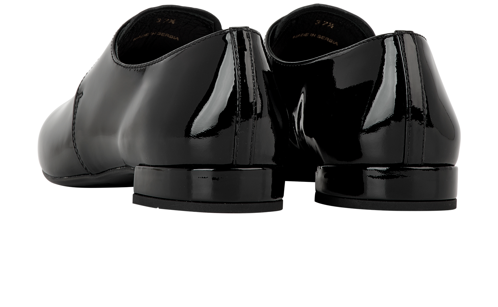 Prada Lace Up Shoes, &pound;295, Shoes, Black, Patent Leather, Back view