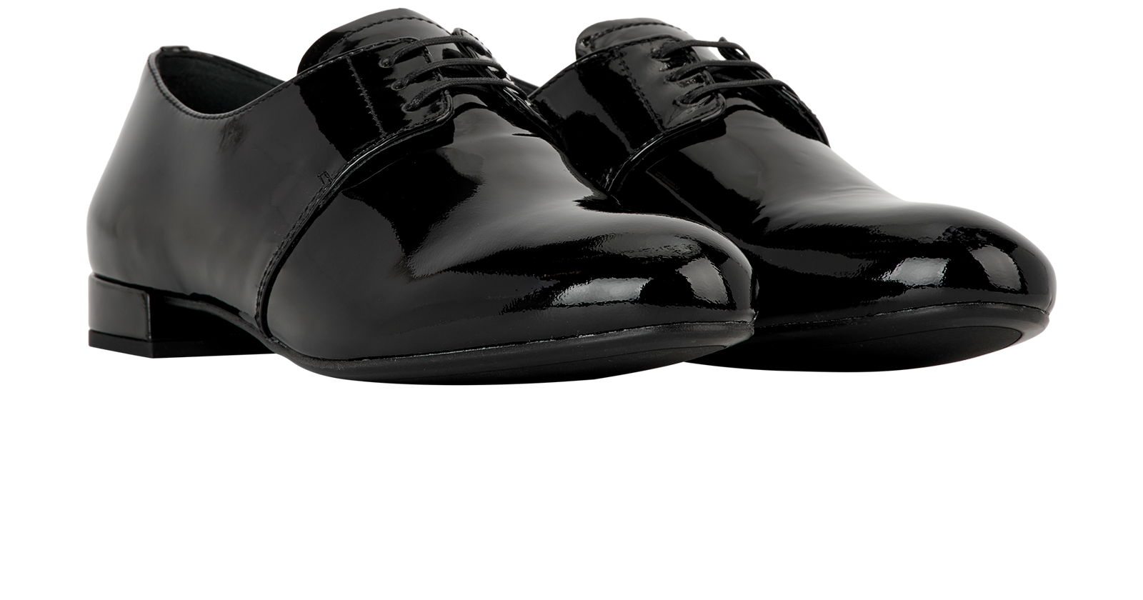 Prada Lace Up Shoes, &pound;295, Shoes, Black, Patent Leather, Side view