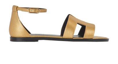 Hermes Santorini Sandals, £580, Shoes, Gold, Leather, Front view