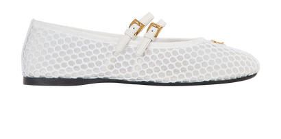 Prada Ballerina Flats, £420, Shoes, White, Mesh, Front view