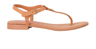 Chanel CC T Strap Sandals, &pound;420, Shoes, Beige, Fabric/Leather, Front view