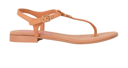 Chanel CC T Strap Sandals, Leather/Fabric, Beige, UK3.5, 2*