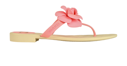 Chanel Flip Flops, £450, Shoes, Cream/Pink, Rubber, Front view