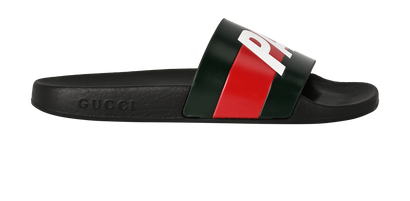 Gucci Palace Web Slides, £150, Shoes, Black/Green/Red, Rubber, Front view