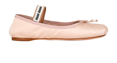 Miu Miu Ballet Flats, &pound;495, Shoes, Pink, Satin, Front view
