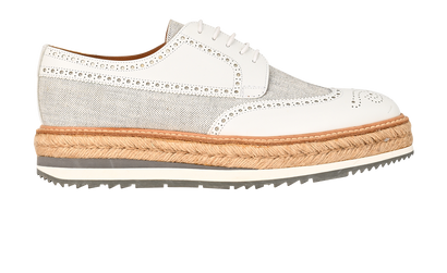 Prada Brogues, &pound;225, Shoes, Grey/White, Canvas/Leather, Front view