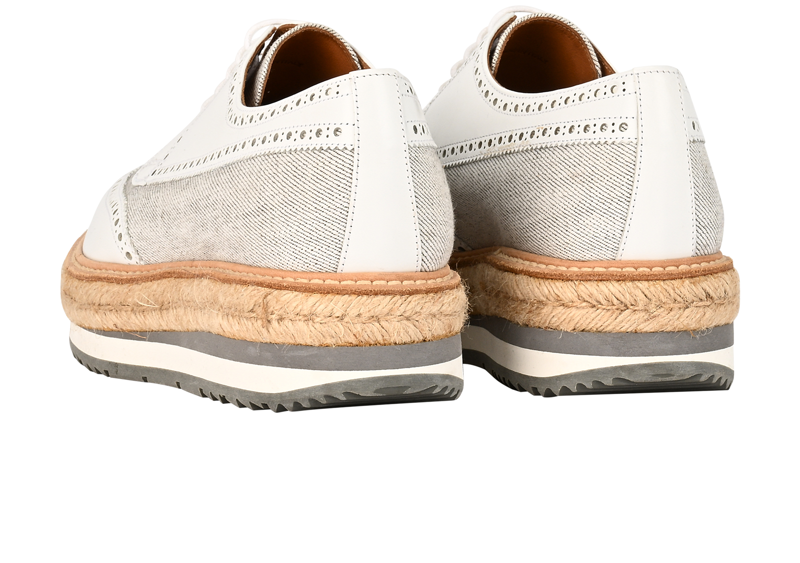 Prada Brogues, &pound;225, Shoes, Grey/White, Canvas/Leather, Back view