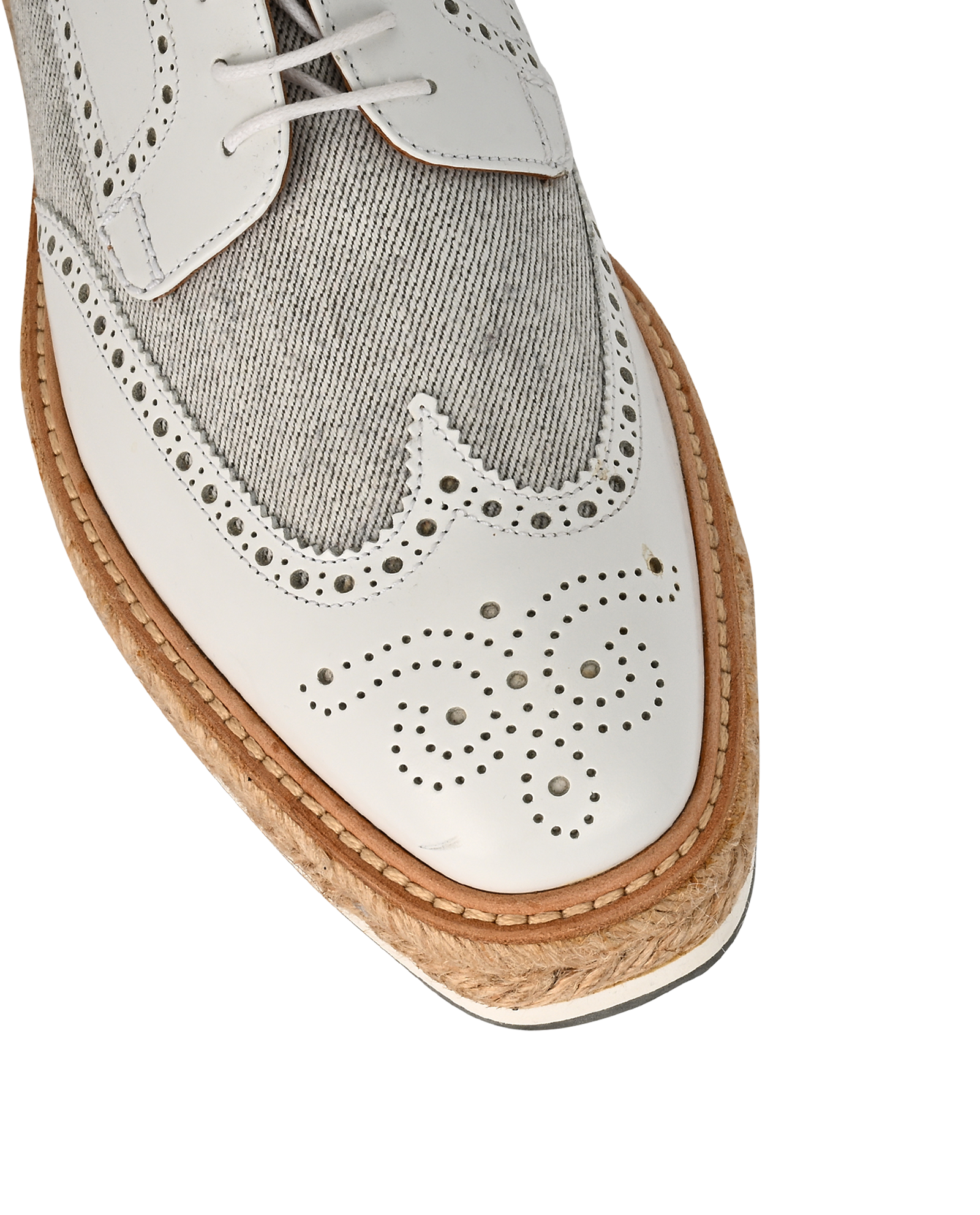 Prada Brogues, &pound;225, Shoes, Grey/White, Canvas/Leather, Other view