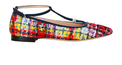 Gucci Ballet Flats, &pound;380, Shoes, Navy/Red, Tweed, Front view