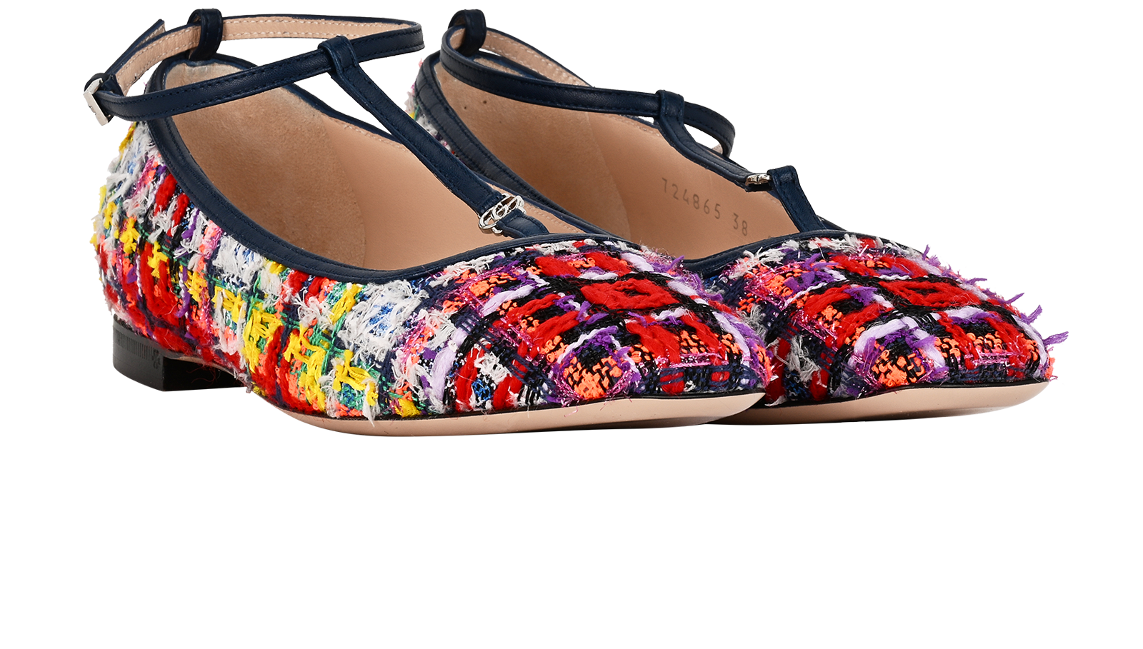 Gucci Ballet Flats, &pound;380, Shoes, Navy/Red, Tweed, Side view