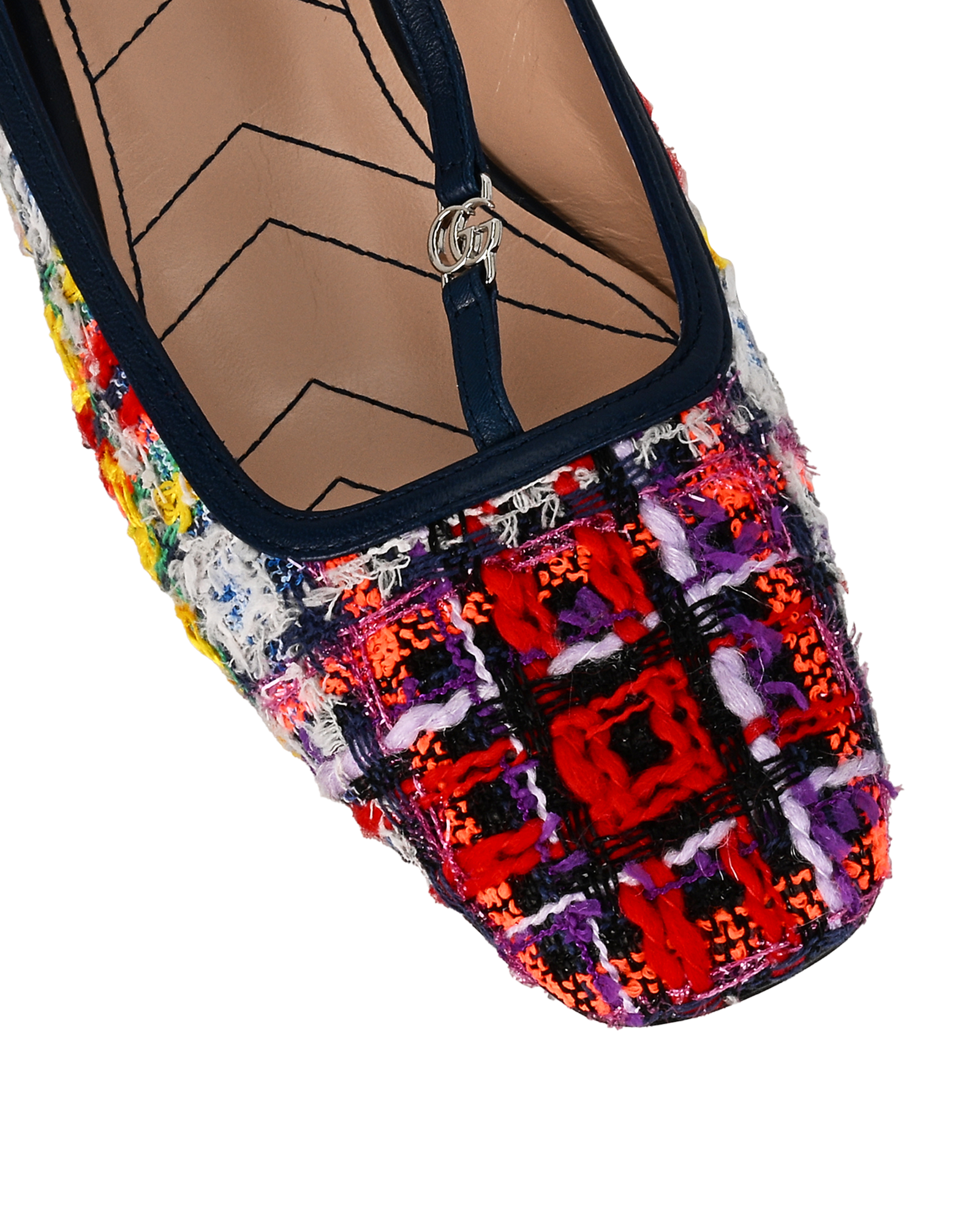 Gucci Ballet Flats, &pound;380, Shoes, Navy/Red, Tweed, Other view